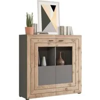 Home affaire Highboard Aalborg, Höhe 117cm, 2 Glastüren, 6 Fächer, 2-farbig, Metallgriffe, Anrichte, Schrank, Kommode, Midischrank, Wohnmöbel, Wohnzimmer