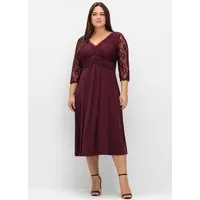 Sheego Etuikleid Abendkleid 3/4-Arm mit Oberteil aus floraler Spitze