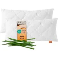 sleepling Kopfkissen, Bambus, Füllung: 100% Polyester, Bezug: Baumwolle mit Viskose aus Bambus versteppt, Seitenschläfer, Rückenschläfer, Bauchschläfer, Spar-Set, 2-tlg., 40x80 cm, vegan, feuchtigkeitsregulierend, antimikrobiell