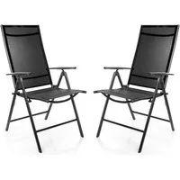 BigDean Gartenstuhl klappbar – bis 120 kg – 7-fach verstellbare Lehne – Balkon & Garten (Packung, 2 St), Belastbar, Vielseitig, Verstellbar, Robust, Wetterfest, Pflegeleicht.