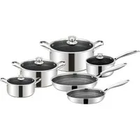 Cheffinger Topf-Set 10 tlg Massiv Edelstahl Koch Set Wabenstruktur Induktion Pfanne Top, (10-tlg)