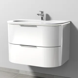 Sanipa 4balance Keramik-Set mit 2 Auszügen und LED-Beleuchtung, Weiß-Glanz, DG41278 DG41278