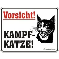 Metallschild Kampfkatze - Fun-Schilder - Vorsicht!
