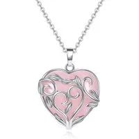 LuxusKollektion Kette mit Anhänger Damen Halskette mit Rosenquarz Herz Anhänger Silber