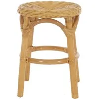 Krines Home Badhocker Hocker aus natürlichem Rattan Rattanhocker Beistell-Hocker Rund Ø 34cm, Schemel Badhocker