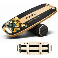 FunLife Balanceboard FUNLIFE Balance Board Move-Gleichgewichtstrainer mit 3-stufigem System, 3 Level Balance, bis 150 kg, rutschfest, Holz, mit Rolle