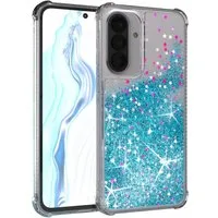 EAZY CASE Handyhülle Liquid Glittery Case für Samsung Galaxy A37 6,7 Zoll, Gloss Slimcover Girly Backcover Bling Phone Case kratzfeste Cover Blau