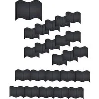 HTI-Living Beetumrandung Beetumrandung Nessa Wave 24-teilig Schwarz, LxH: 16x14 cm, Set, 24 Module, Beetbegrenzung Beeteinfassung