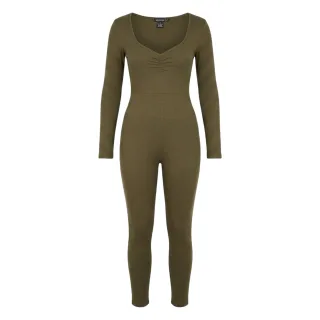 Missy Empire - Jumpsuit für Damen, Weite Öffnung (Khakigrün)