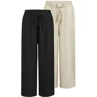 DENIMFY Chinohose Damen Palazzo Hose DFKate 2er Pack Loose Fit (Vorteilspack) Sommerhose mit Taschen