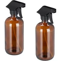 relaxdays Sprühflasche Glas im 2er Set Brau
