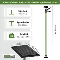 TRUTZHOLM Montageklemme 3 x Einhandstütze Montagestütze Deckenstütze Teleskopstütze, B: 13 cm, L: 290 cm, (3erSet, 3-tlg), materialschonend