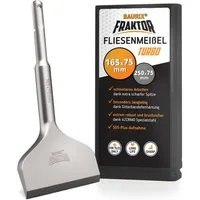 BAURIX Flachmeißel SDS Plus Meißel I FRAKTOR®-System - Mühelos Fliesen entfernen, 165 in mm, für SDS Plus, (Abgewinkelter Flachmeißel breit für Fliesen und Fliesenkleber) I 42CrMo-Spezialstahl