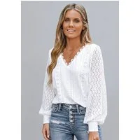Cupshe Blusentop Langarm Top mit Spitze Entspannte Passform