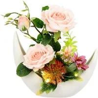 Kunstblume Arrangement 'Rosen' in Vase Rosen, I.GE.A., Höhe 30 cm, In Keramikvase Blumengesteck Mittelstücke Hochzeitsdeko Deko Tischdeko