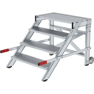 Munk Arbeitspodest fahrbar, Stufenbreite 800 mm, Aluminium geriffelt - 050017