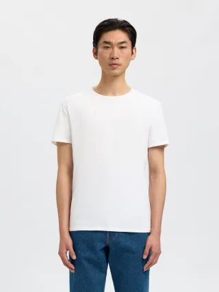 SELECTED MEN - SLMNEWPIMA SS O-NECK TEE NOOS Bright White - Gr. - L