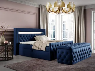 Boxspringbett Schlafzimmerbett ERNESTO Nr.3 180x200cm in Elisa Velvet Blau