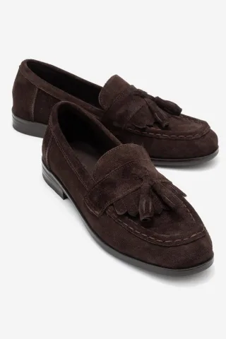 Lupen Leder Quaste Loafer Damen