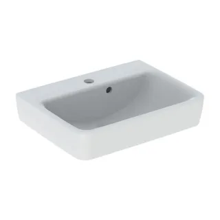 Geberit Renova Plan Handwaschbecken 501628008 50x38cm, Hahnloch mittig, mit asymetrischem Überlauf, weiß KeraTect