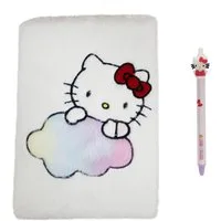 Hello Kitty Notizbuch - Plüsch Set mit radierbarem Gelstift Schreibset