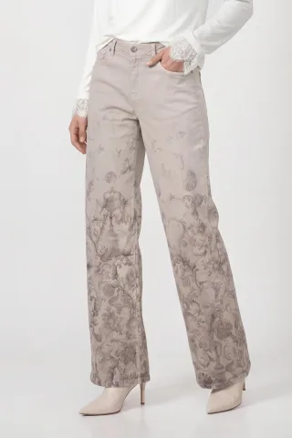 monari - Jeans mit Ornamentalmuster taupe gemustert - Gr. - 40