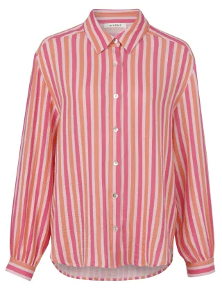 eiszeit - Bluse Hemdkragen 1/1 Arm neon pink multicolor - Gr. - 50