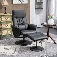 HOMCOM Relaxsessel mit Fußhocker (höhenverstellbar, 2-St., neigbare Rückenlehne), Schwarz