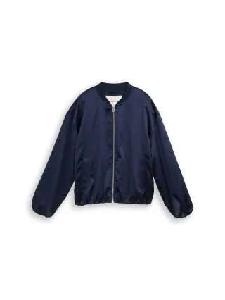 Tom Tailor - Satin Blouson Jacke mit Bomberkragen sky captain blue - Gr. - L