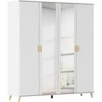rauch Kleiderschrank Skandi Kinderzimmer Schlafzimmerschrank FALUN (Breite 137/182, Höhe 203 cm) im modernen Skandi-Look, Füße/Griffe Eiche massiv MADE IN GERMANY