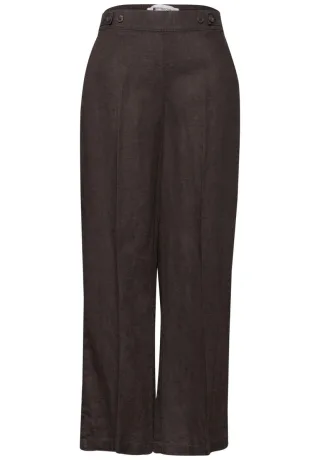 Street One - High Waist Wide Leg Hose aus Leinen braun - Gr. - 32