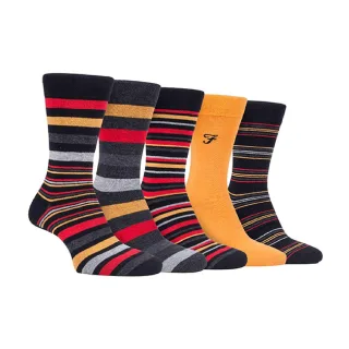5er Pack Herren Socken aus Bambus mit hellgestreiftem Muster