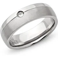 Unique Fingerring Matter Edelstahl Ring mit Glanzrille und Zirkonia R9111cz von Unique