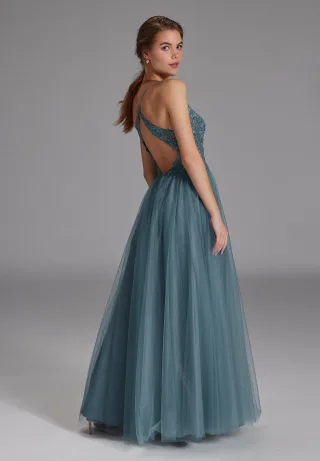 hey kyla - Tüll-Abendkleid mit Spitzenstickerei sea blue - Gr. - 34