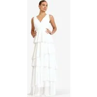 Kraimod Abendkleid mit Volantstufen und V-Ausschnitt