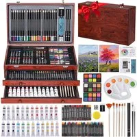 TLGREEN Malpalette 202-Teiliges Malset, Deluxe Malkoffer für Kinder & Erwachsene, mit Buntstift,Zeichenkoffer,Wachsmalstiften,Staffelei,Aquarellstiften