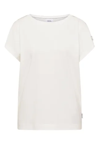Cecil - Kurzarm Shirt mit Schnallendetail weiß - Gr. - L