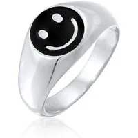 Kuzzoi Siegelring Herren Siegelring Smiling Emaille 925 Silber