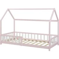 en.casa Hausbett, »Hesel« Montessori Bett Kiefernholz Rosa 90 x 200 cm