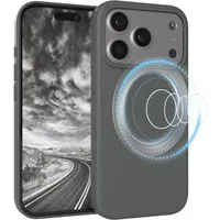 EAZY CASE Handyhülle für Apple iPhone 17 Pro Hülle Silikon 6,3 Zoll, TPU MagSafe Schutzhülle kratzfest Back Cover Kameraschutz Dunkelgrau