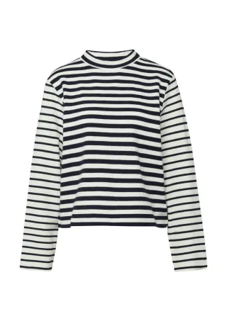 s.Oliver Red Label - Gestreiftes Langarm-Sweatshirt mit Rundhalsausschnitt blau/weiß - Gr. - 34