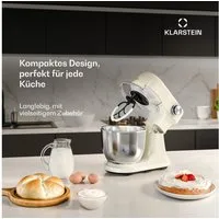 Klarstein Küchenmaschine mit Kochfunktion, 1500 W, 5 l Schüssel, Kompakt Küche maschine 5 L 12 Stufe Pulsfunktion 1500 W Creme