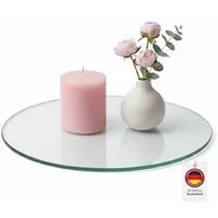 HOOZ Servierplatte Glasablage Ø 40 cm Transparent Sicherheitsglas 6mm – Tisch & Deko Rund, ESG Glas, (Dekoplatte Glas, 1-tlg., pflegeleichte Glasplatte), Präsentationsplatte, Käseplatte, Tortenplatte, Glas Tablett für Feiern