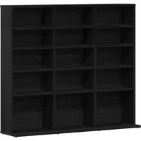 vidaXL CD-Regal CD-Schrank Schwarz Eichen-Optik 100x23x89,5 cm Holzwerkstoff, 1-tlg.