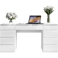 Lookway Schreibtisch AURORA DOUBLE SILVER mit Schubladen (1x Schreibtisch), Breite: 157cm