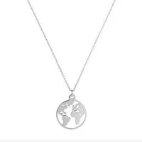 Kim Johanson Kette mit Anhänger Weltkarte, aus Edelstahl