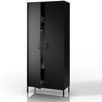 Jan Nowak Kleiderschrank FLAVIO Kleiderschrank Metall Stahl 80x185x45cm 3 Zonen Sparkling (Stahl 0,6mm, 40kg pro Zone, Magnete Silikonpads, Wandmontage) Brilliance Beine regulierbar Wohnzimmer Schlafzimmer