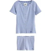 self Pyjama Self. Geripptes T-Shirt und Shorts im Set (2 tlg)