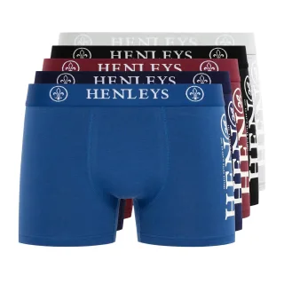 Henleys - "Kelmack2" Boxershorts für Herren (5er-Pack) (Blau/Schwarz/Weinrot/Grau/Marine)