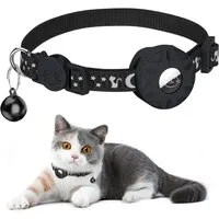 TUWENA Katzen-Halsband Airtag Katzenhalsband Reflektierendes mit Glocke, Sicherheitsschnalle, mit AirTag Halter und Glocke